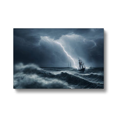 Ship In The Raging Stormy Sea Illustration Canvas