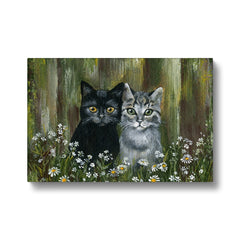 Cats In Garden Canvas