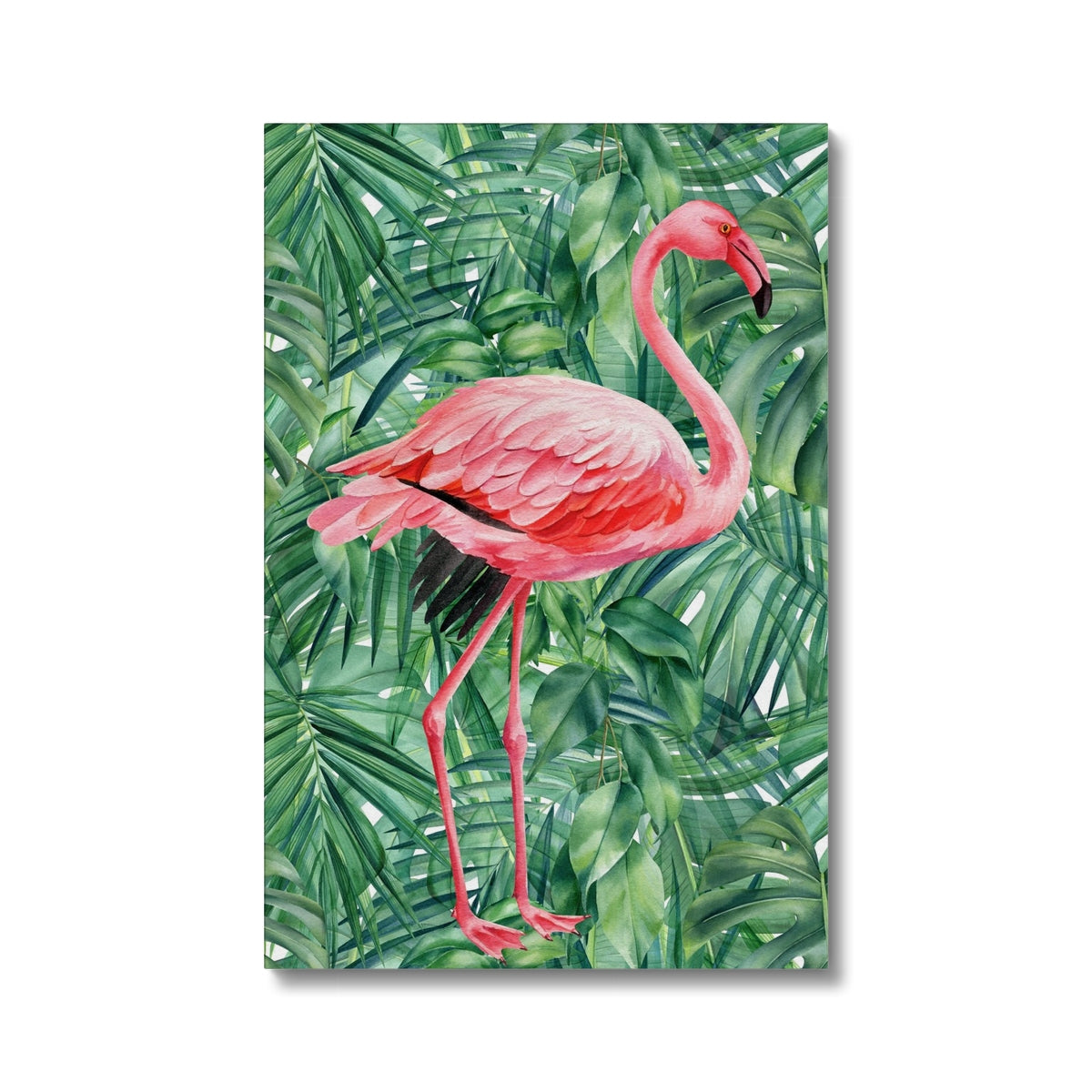 Flamingo In Leaves Art Canvas