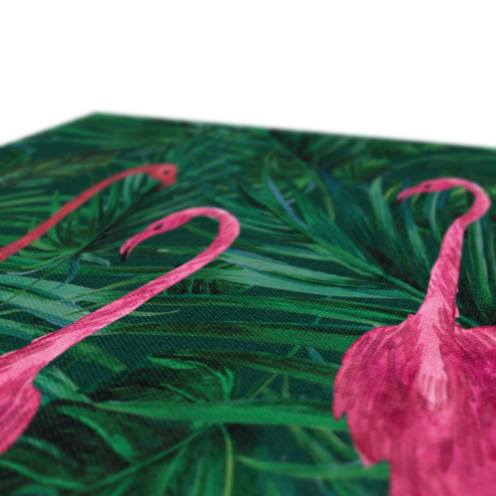 Flamingos & Green Grass Leaves Painting  Canvas