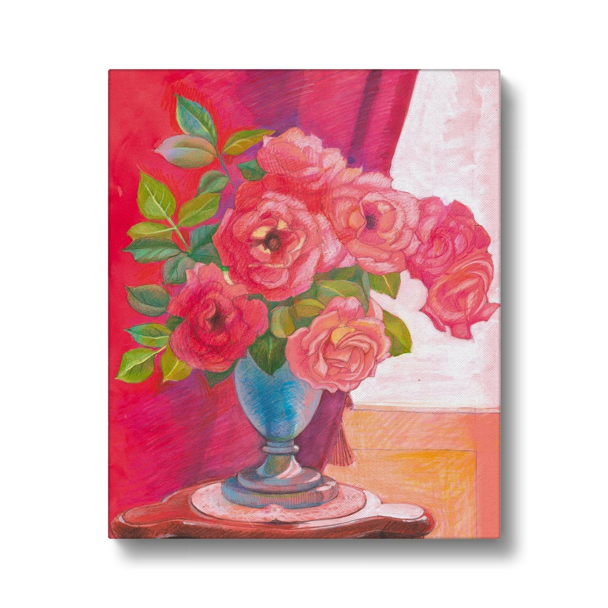 Van Gogh Red Roses Vase Painting Canvas