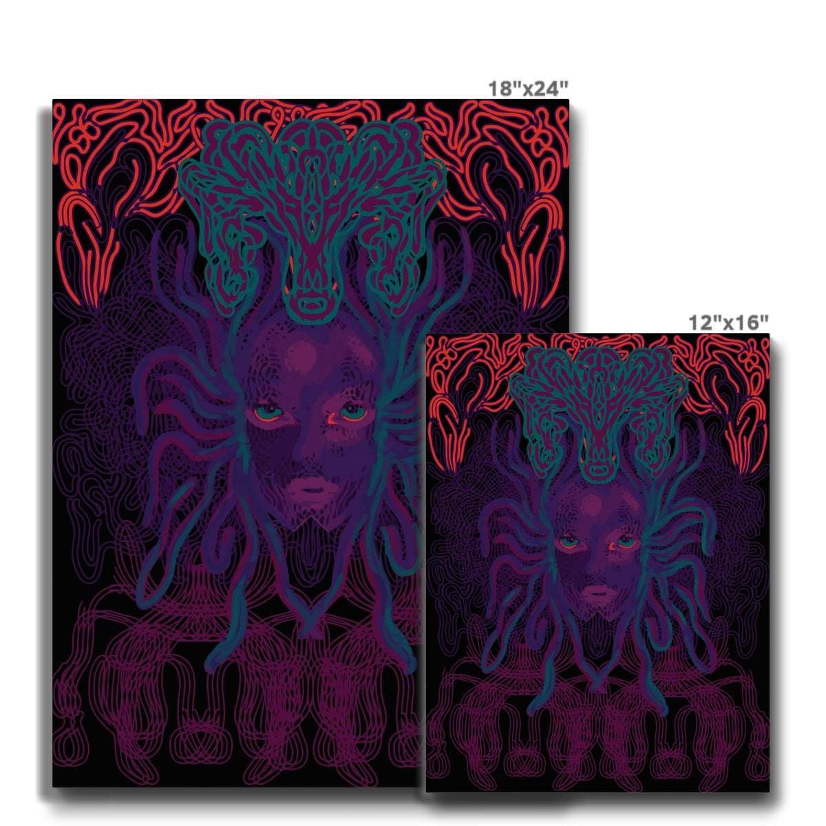 Medusa Purple  Illustration Canvas