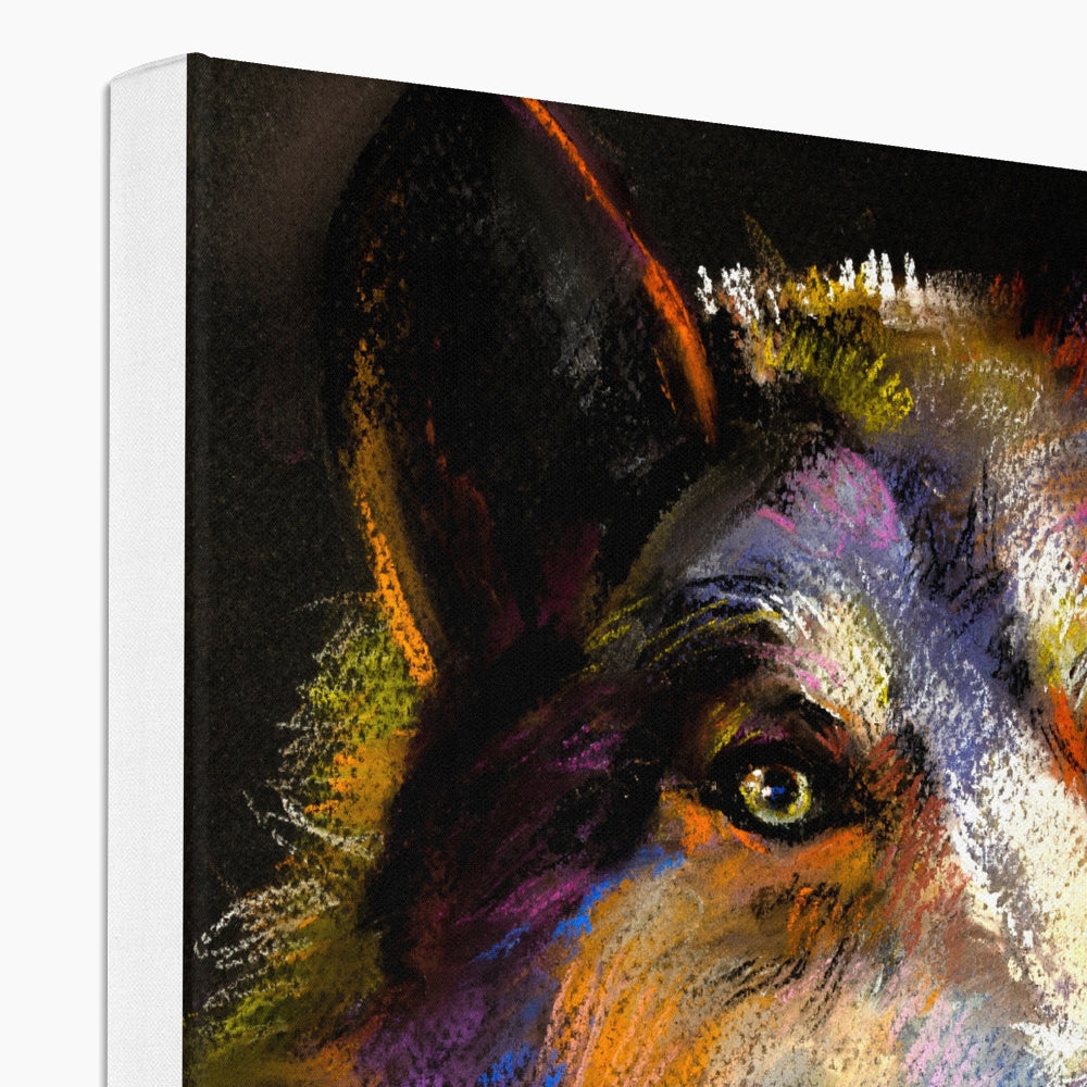 Multicolor Husky Portrait Canvas