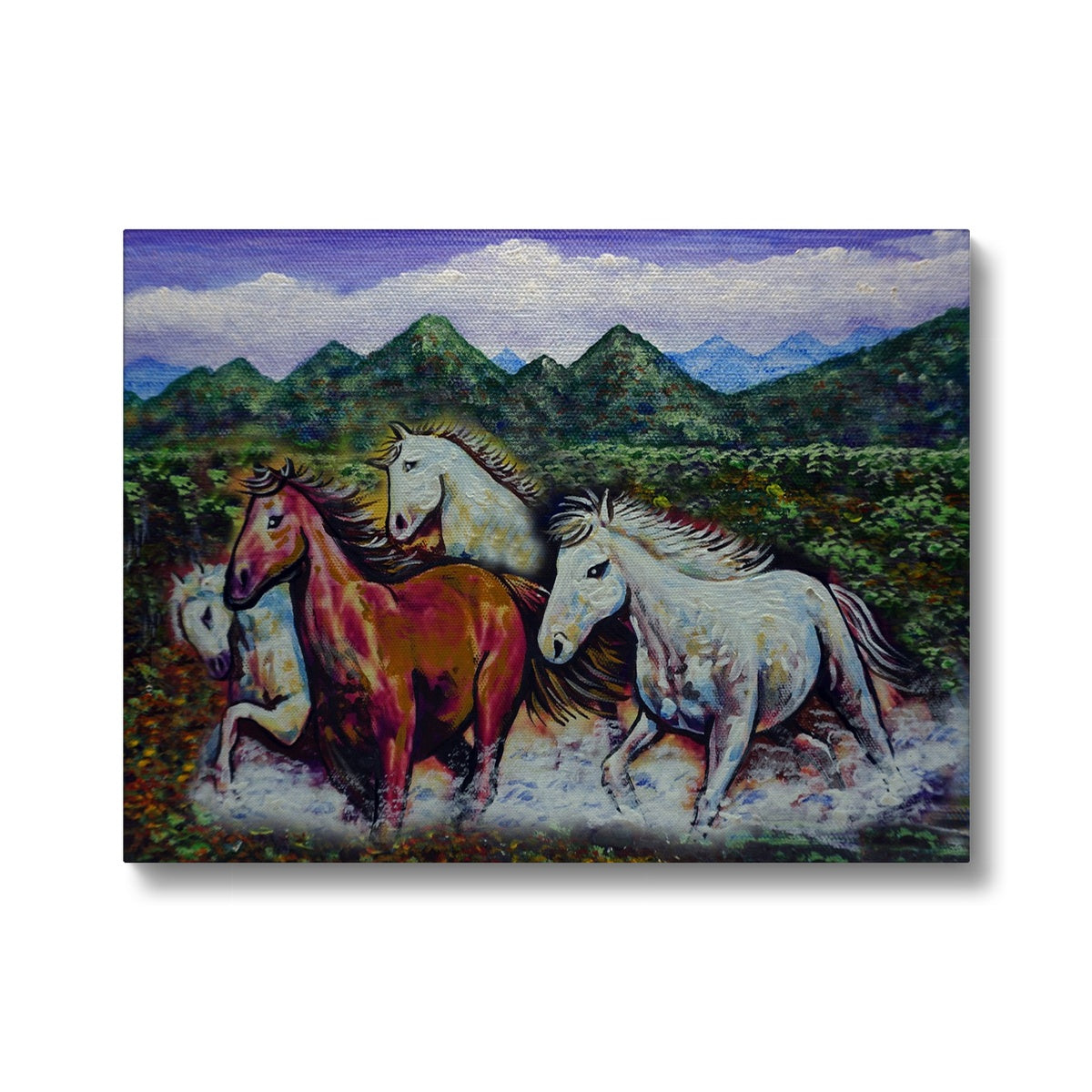 Horse Herd & Mountains Canvas