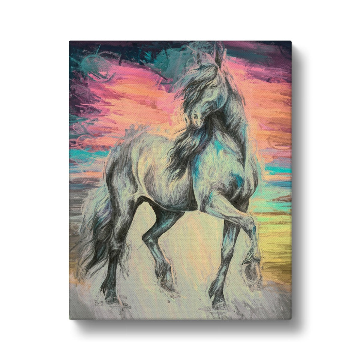 Graceful Gray Horse Portrait Canvas