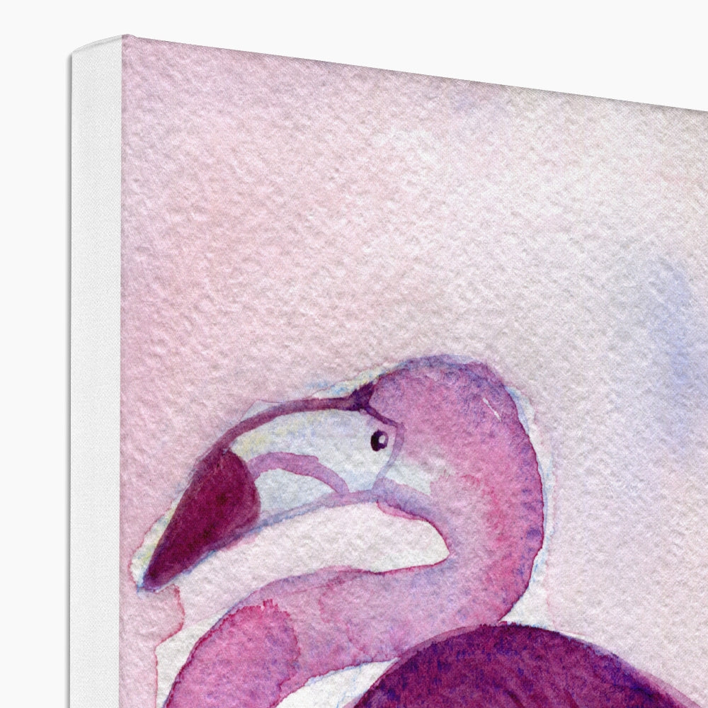 Pink Watercolor Flamingo Portrait Canvas