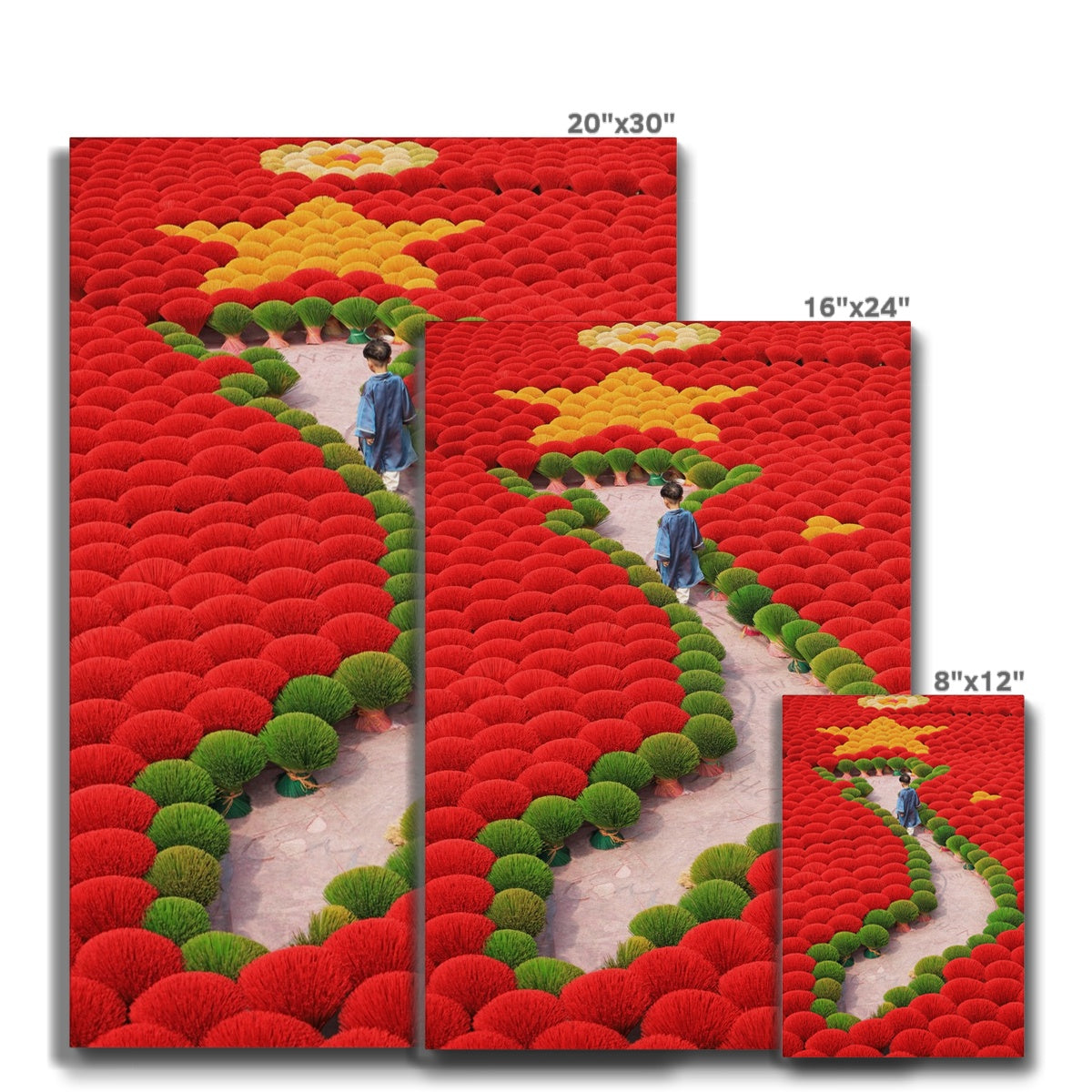 Red & Green Flower Field Canvas