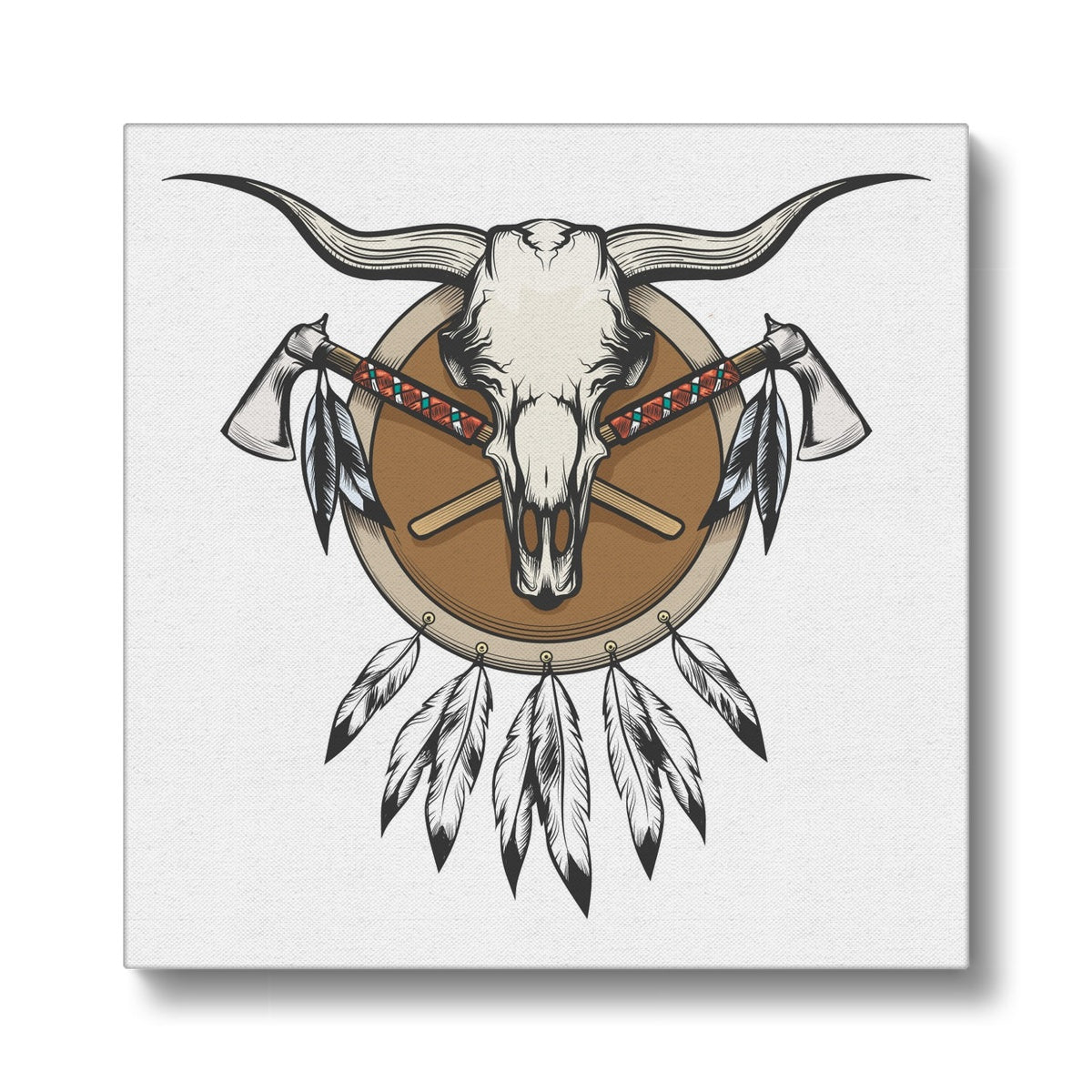 Native American Skull Illustration Canvas
