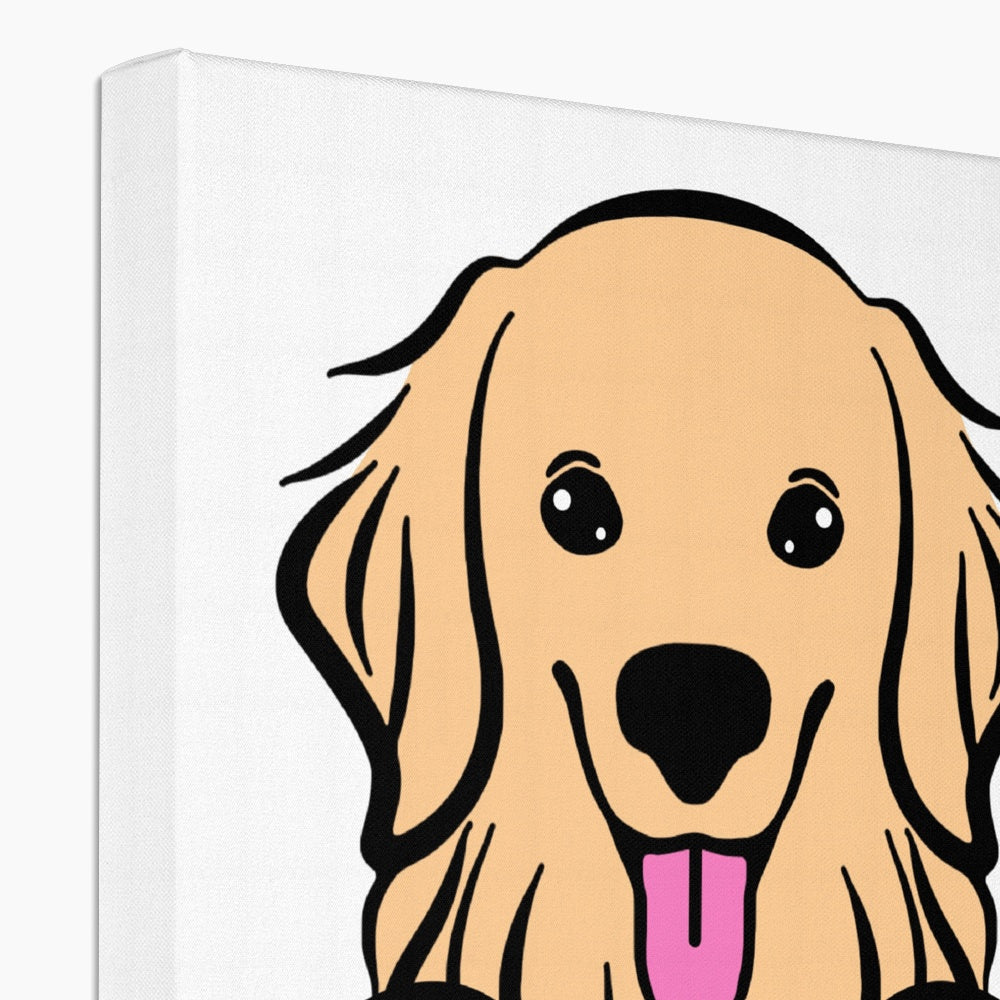 Happy Smiling Golden Retriever Illustration Canvas