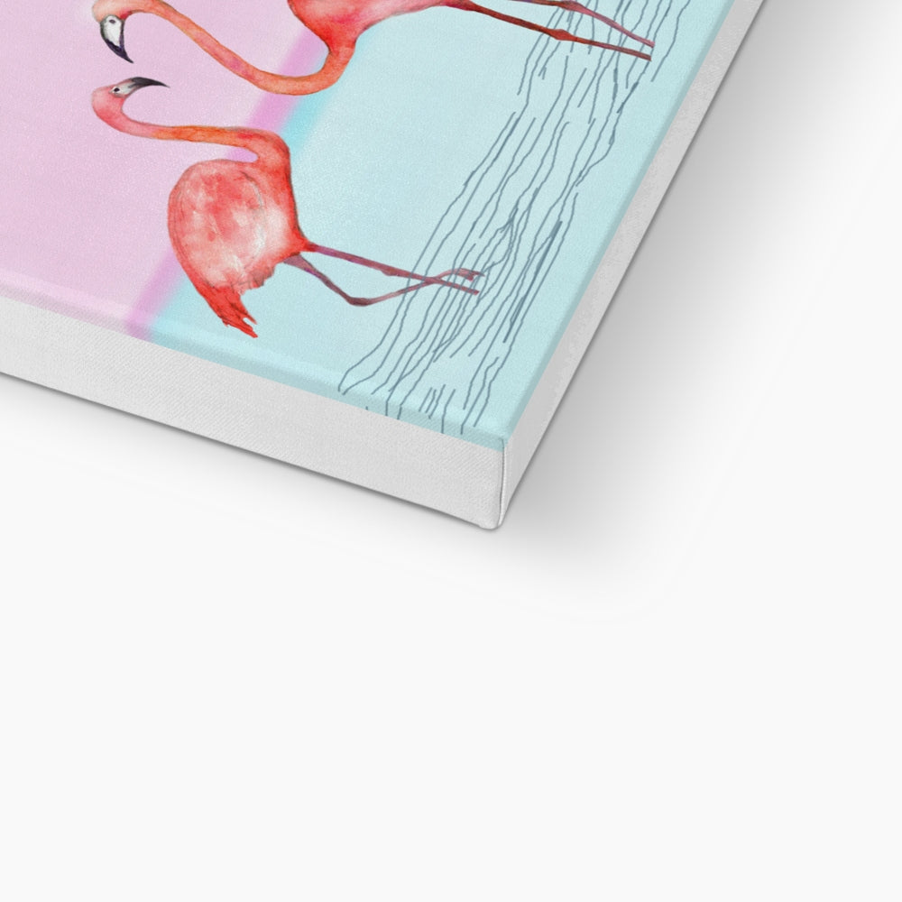 Flamingos & Pink Sky Canvas