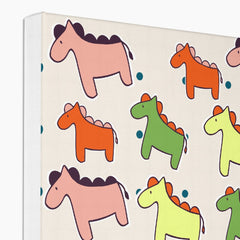 Multicolor Horses Seamless Print Canvas