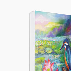 Blue Sparrow & Lillies Lake Canvas