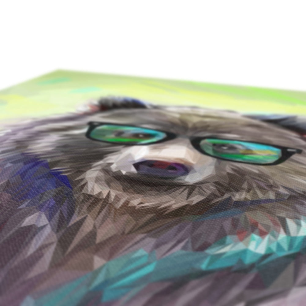 Brown Bear With Glasses Illustration Canvas