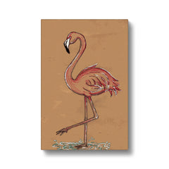 Peach Flamingo Sketch Canvas