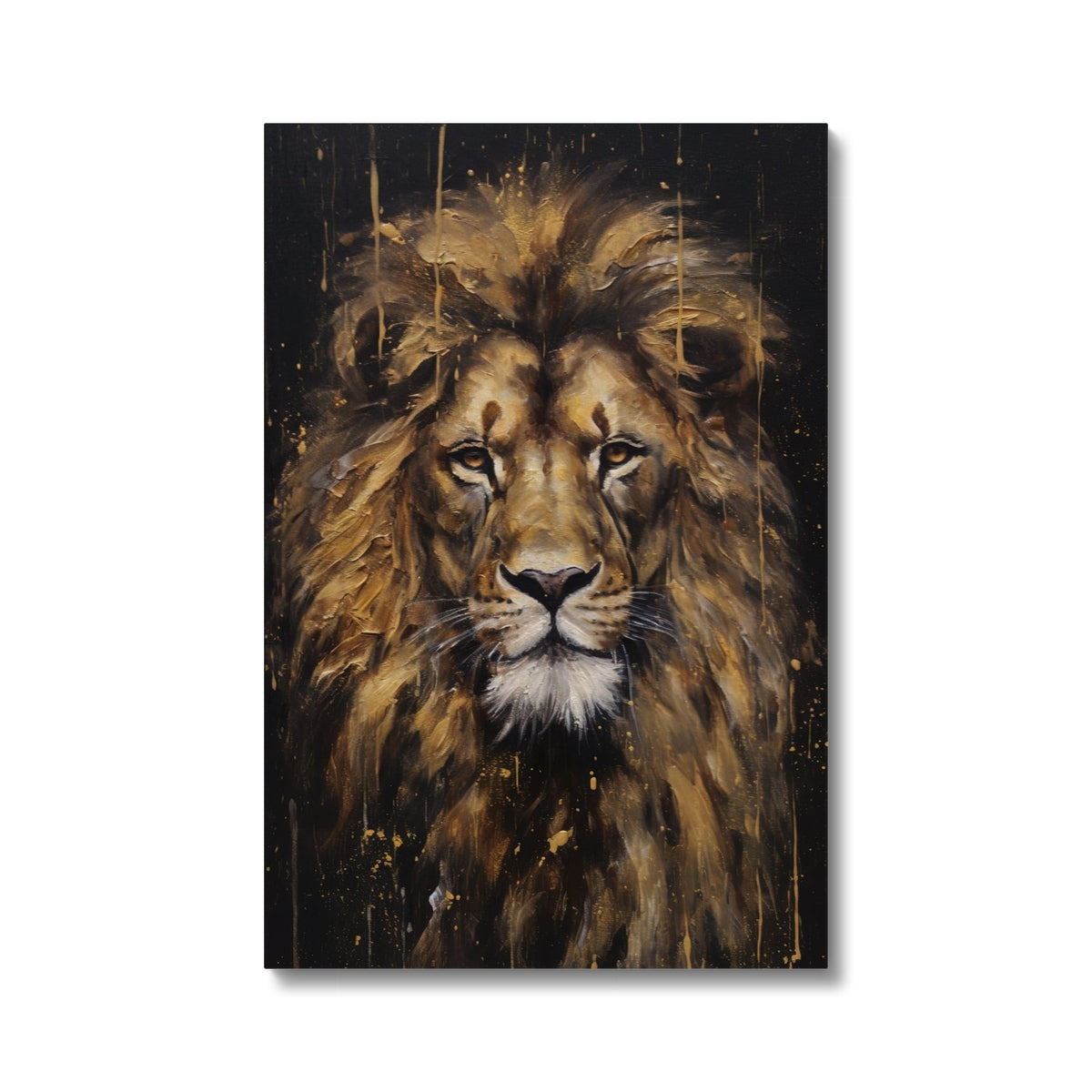 Black & Gold Lion Painting Canvas