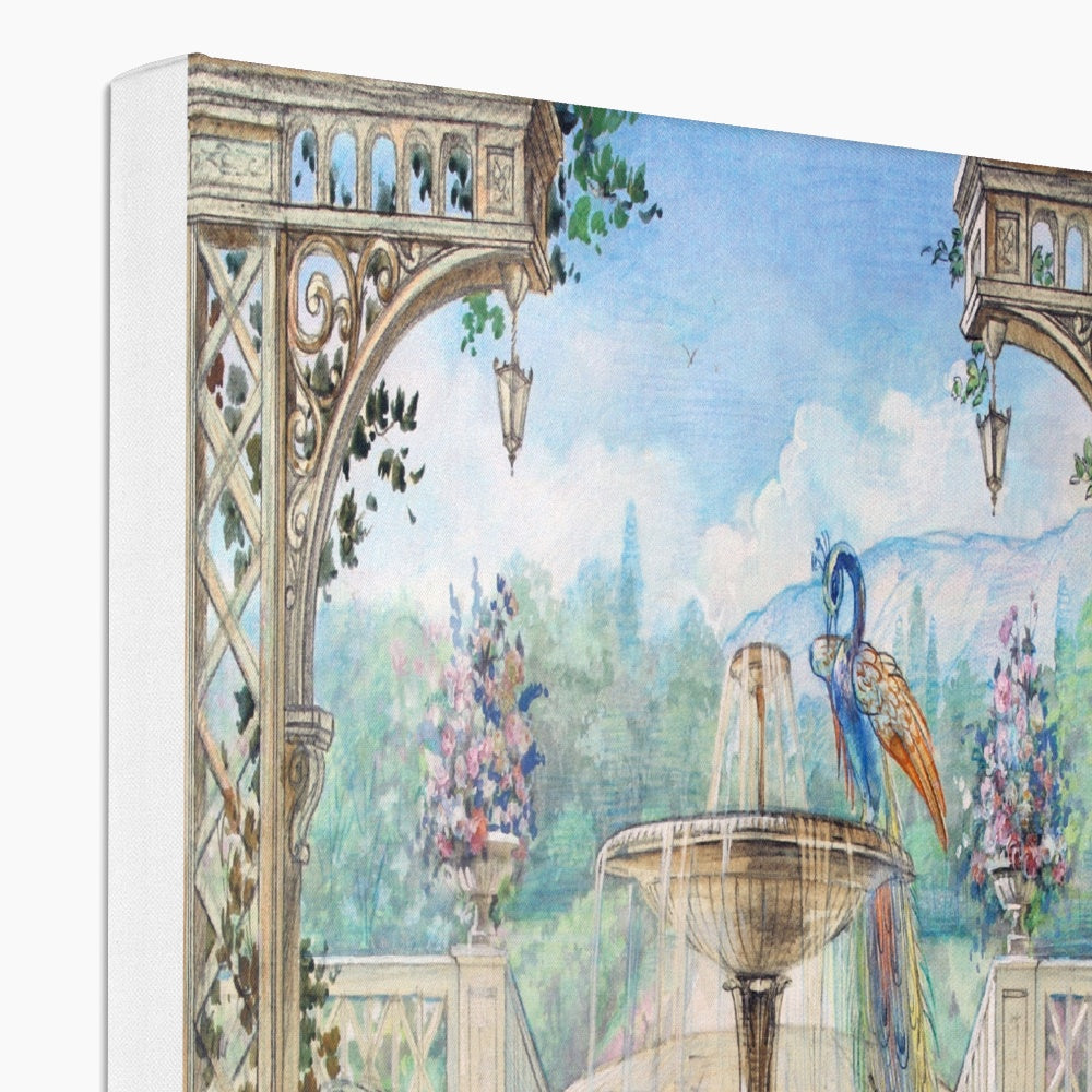 Peacock & Fountain Painting Canvas