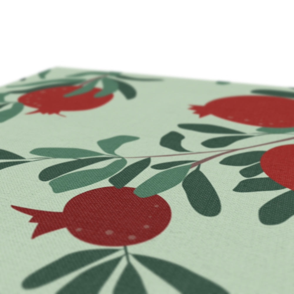 Pomegranates Green Seamless Print Canvas