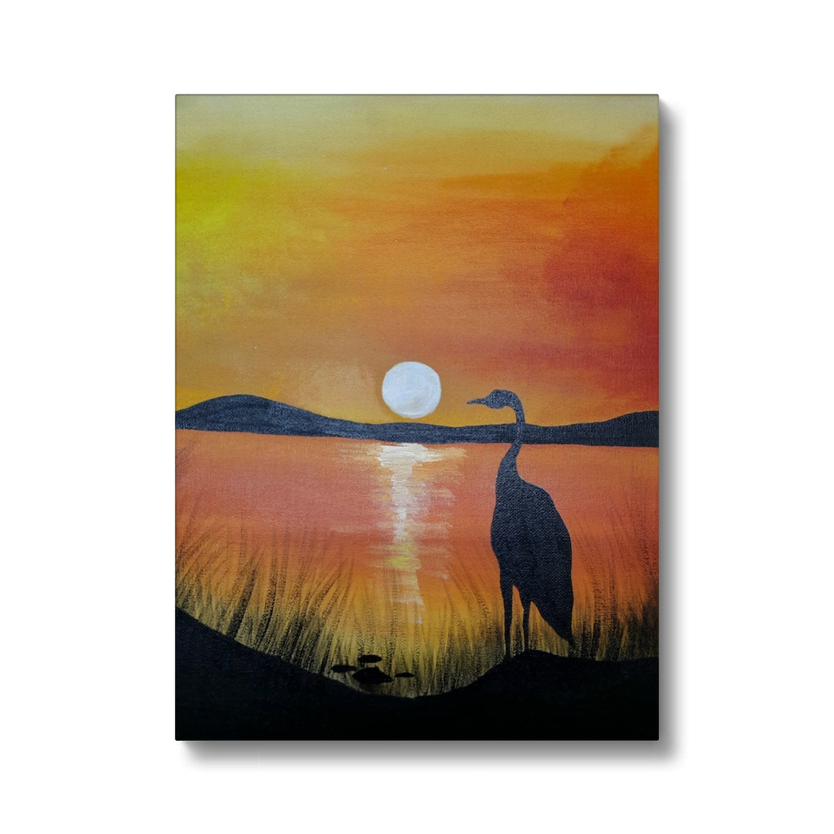 Lonely Flamingo During Sunset Canvas