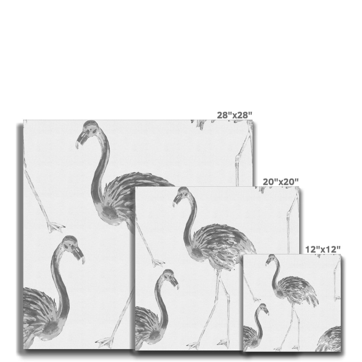 Grayscale Flamingos Seamless Painting Canvas