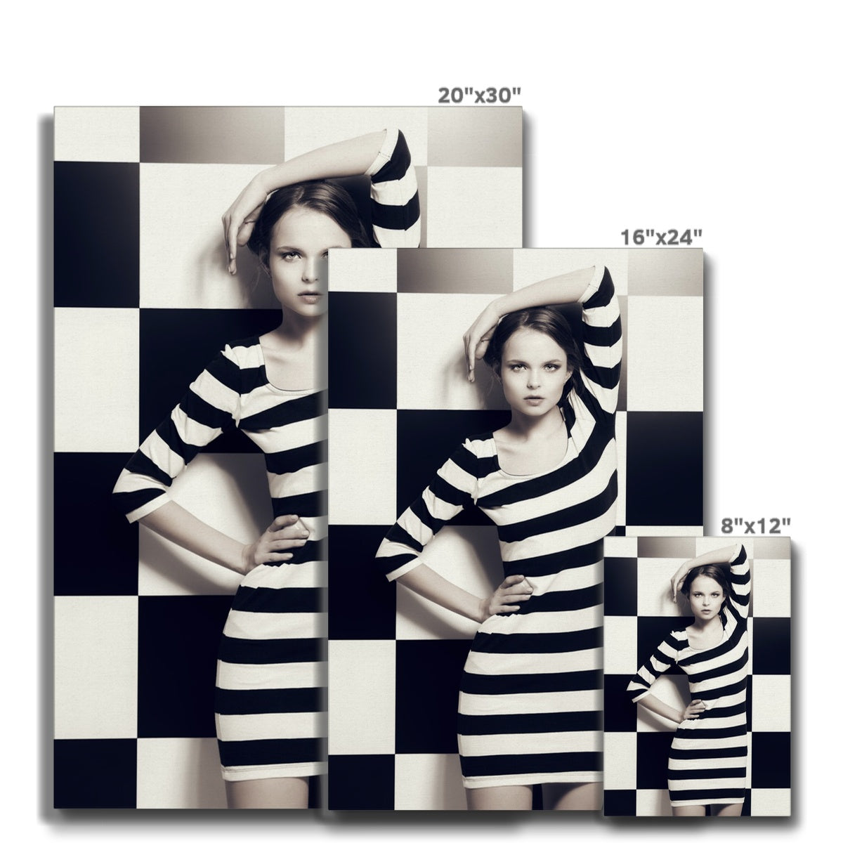 Stunning Black & White Checkered Dress Canvas