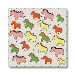 Multicolor Horses Seamless Print Canvas