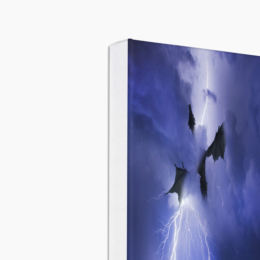 Grey Lightning Dragon Art Canvas