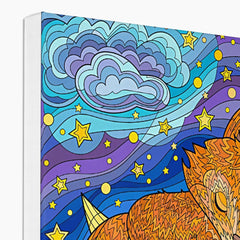 Little Fox Sleeping On Moon Canvas