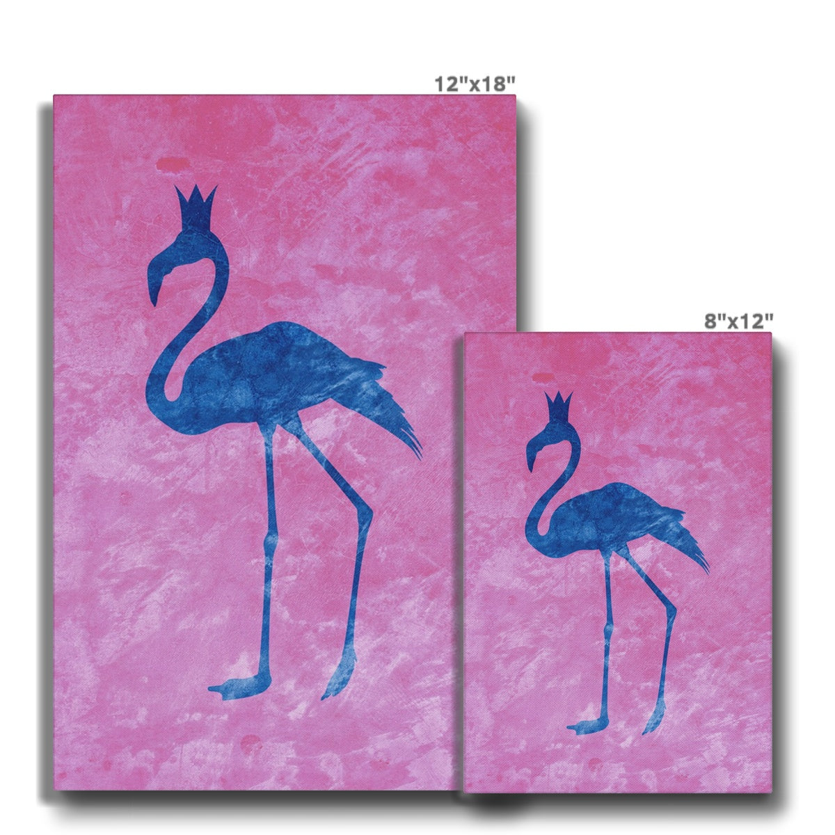 Blue Flamingo Shadow Canvas