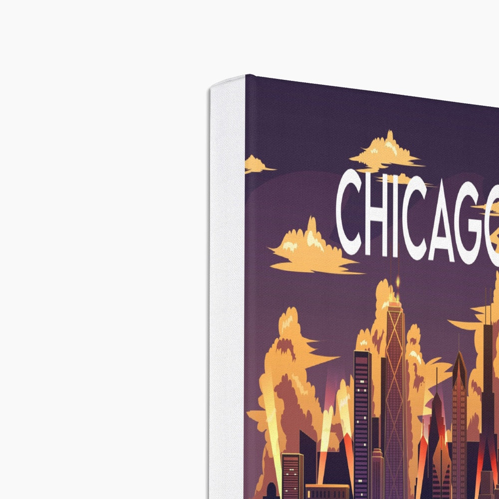 Cloudy Sky & Chicago Skyline Illustration Canvas