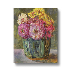 Pink Flowers In Van Gogh Style Canvas