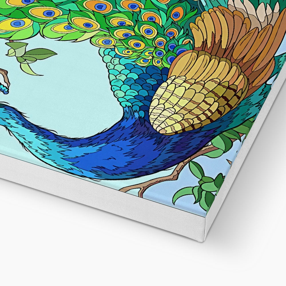 Adorable Peacock Illustration Canvas