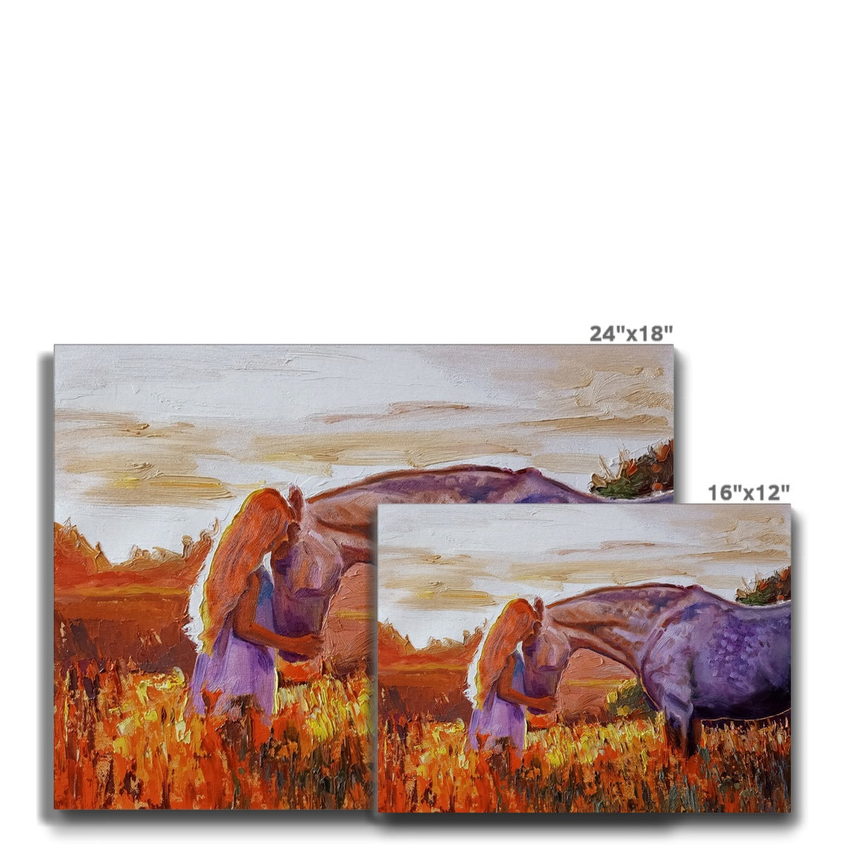 Girl & Horse In Field Canvas