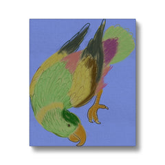 Green Parrot Portrait Canvas