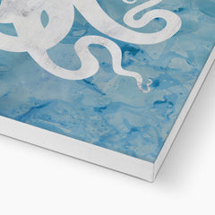 White & Blue Octopus Painting Canvas