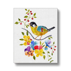 Yellow & Black Sparrow Canvas