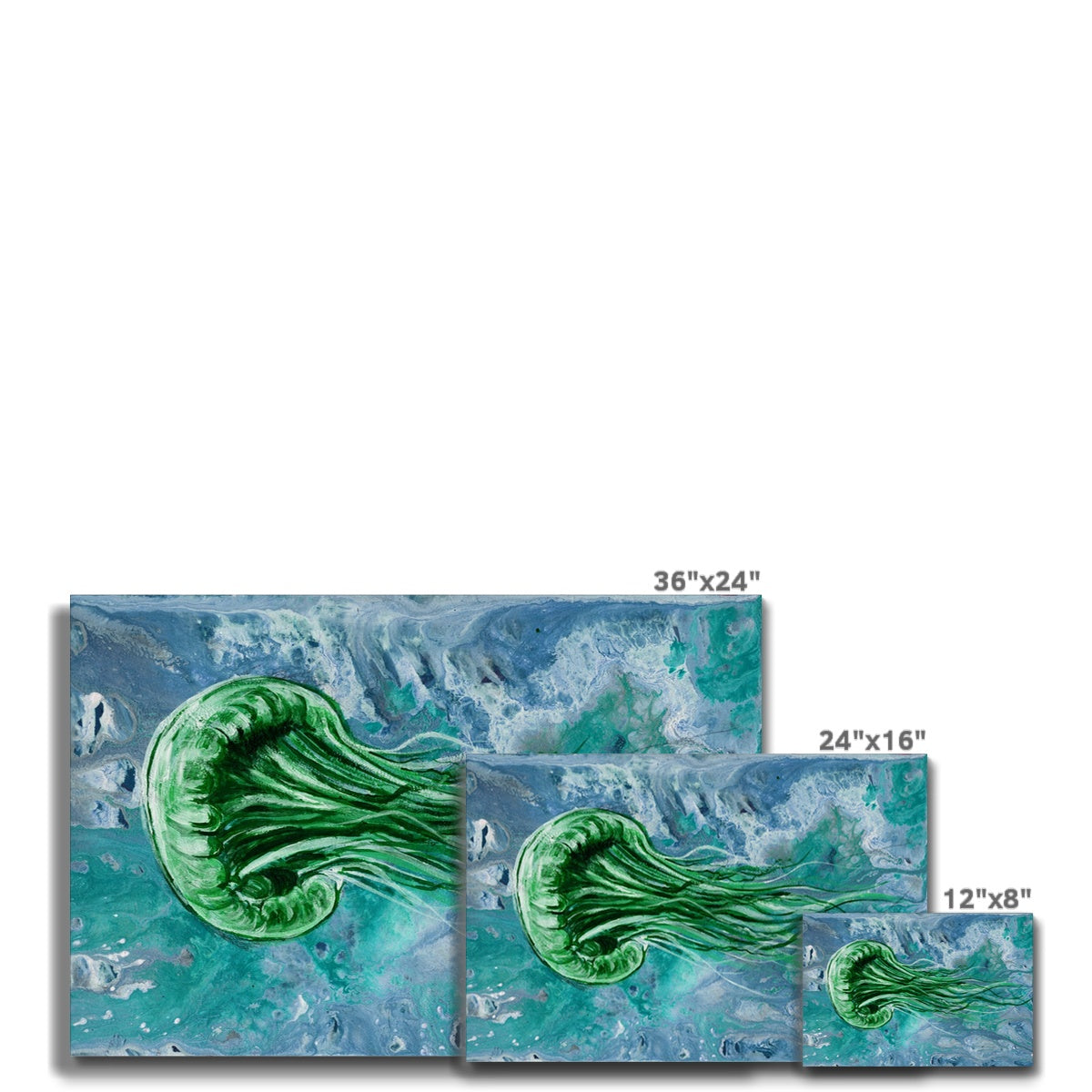 Green Jelly Fish Painting Canvas