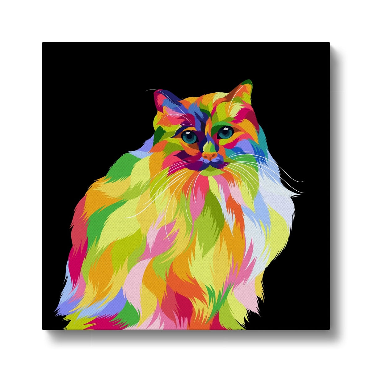 Multicolor Fluffy Cat Canvas