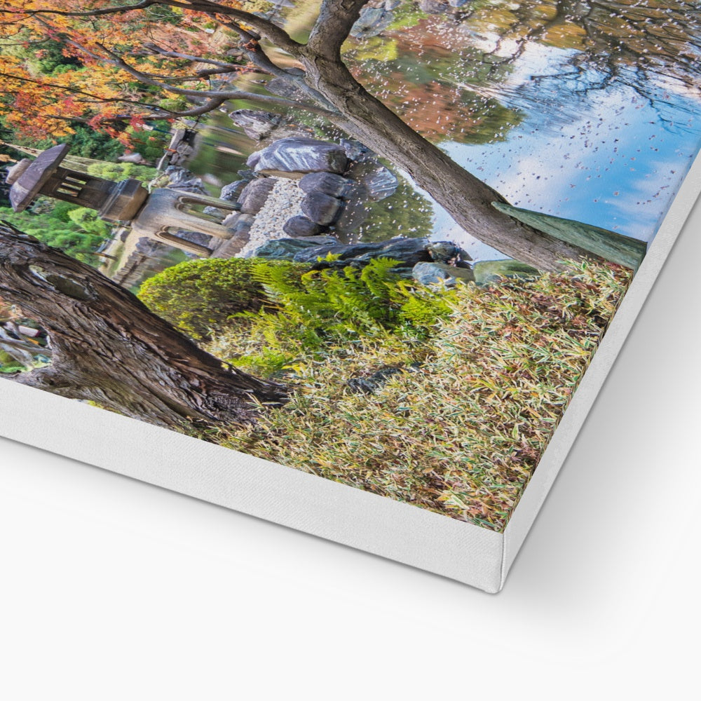 Autumn Trees At Lake Central Art Canvas