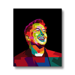 Elon Musk Multicolor Illustration Canvas