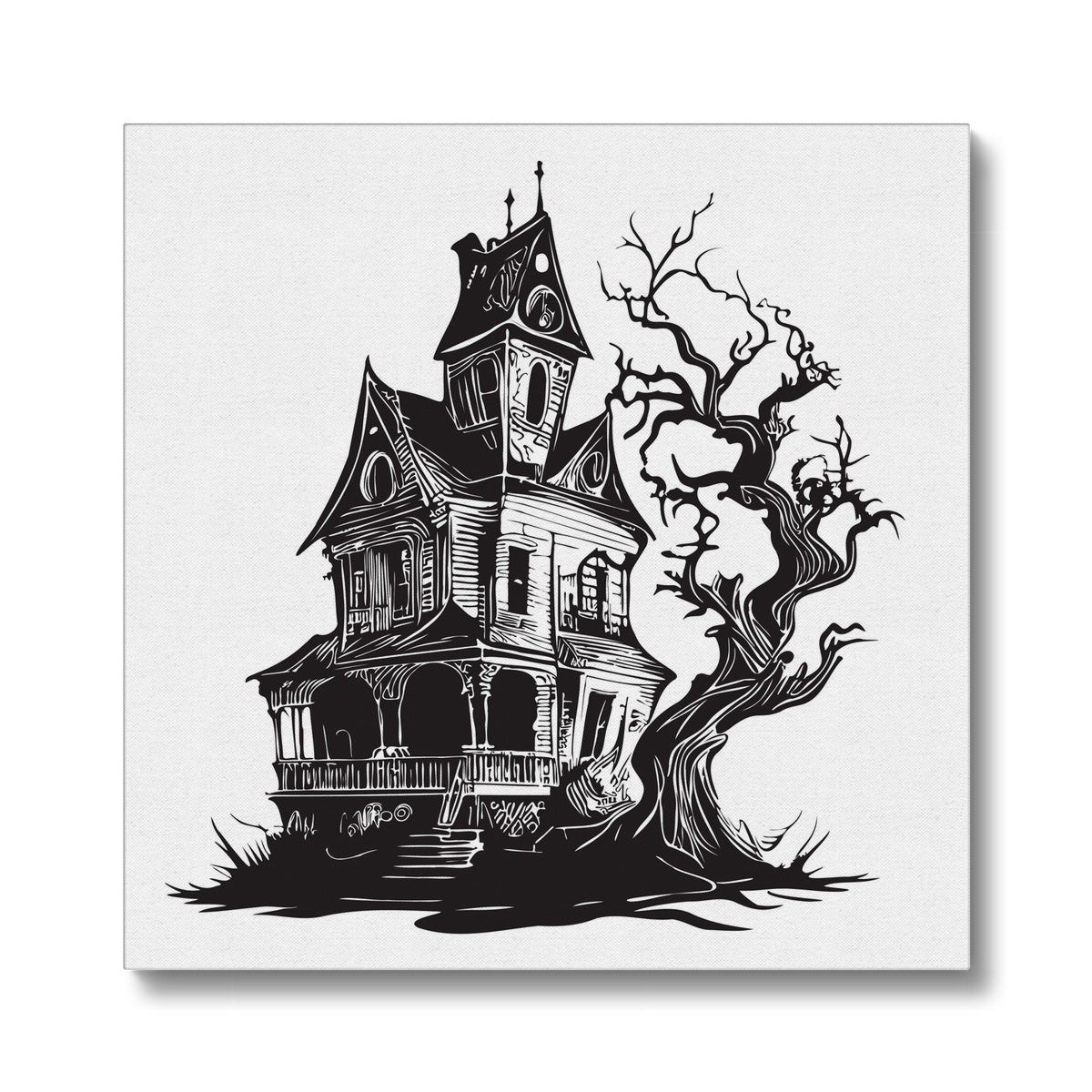 Haunted House Sketch Canvas