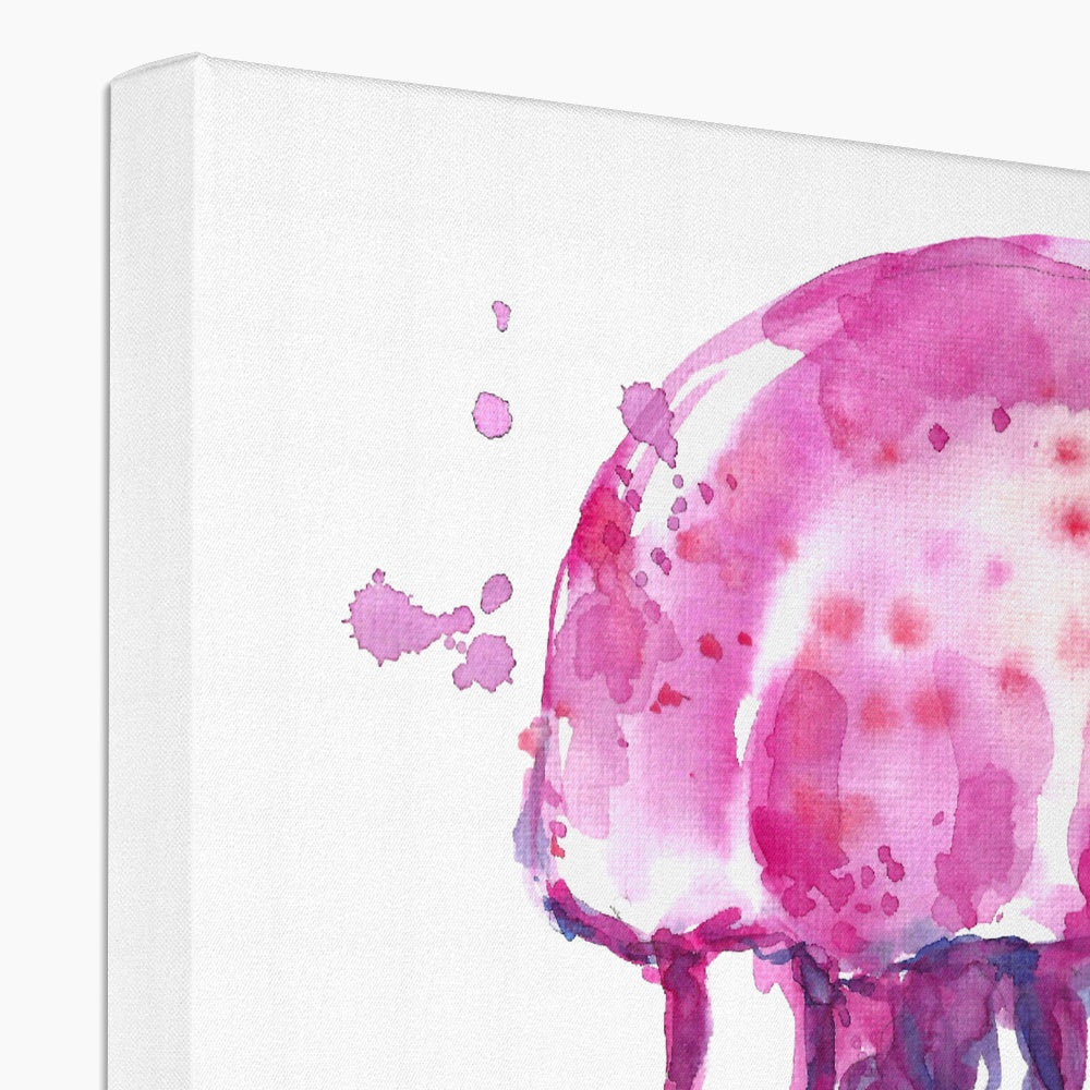 Pink Jelly Fish Watercolor Painting Canvas