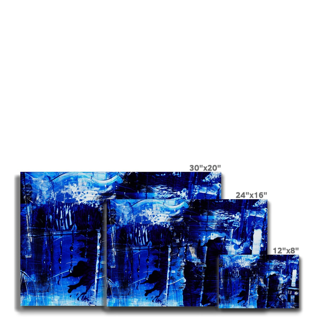 Dark Blue Expressive Abstract Canvas