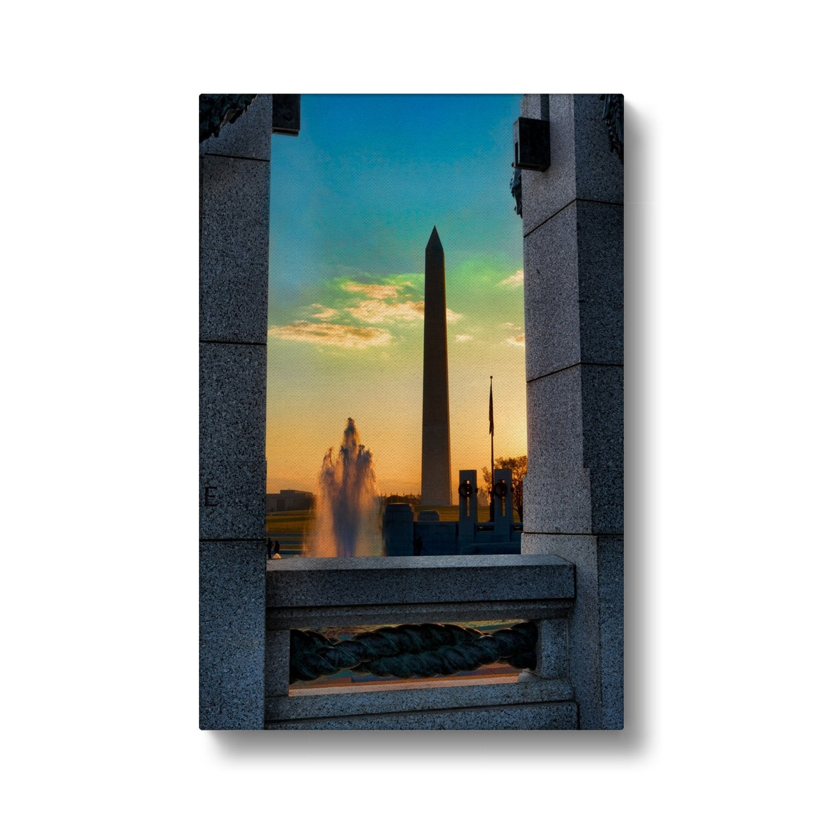 Sunrise At Washington Monument Fountain  Canvas