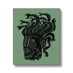 Green & Black Medusa Illustration  Canvas