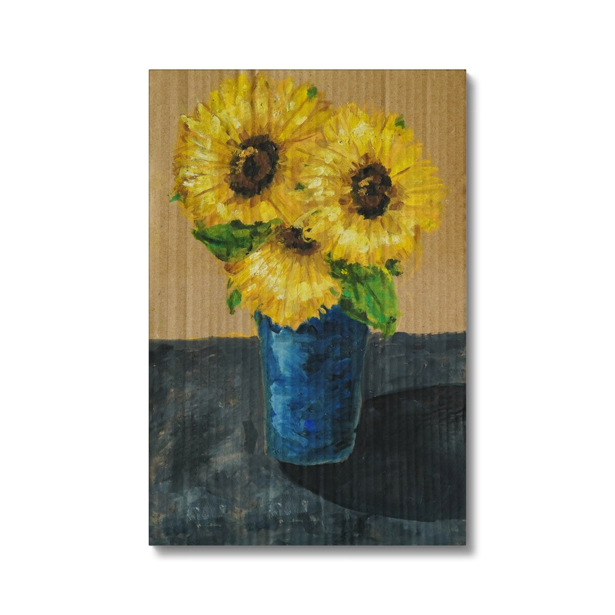 Sunflower In Blue Pot Canvas