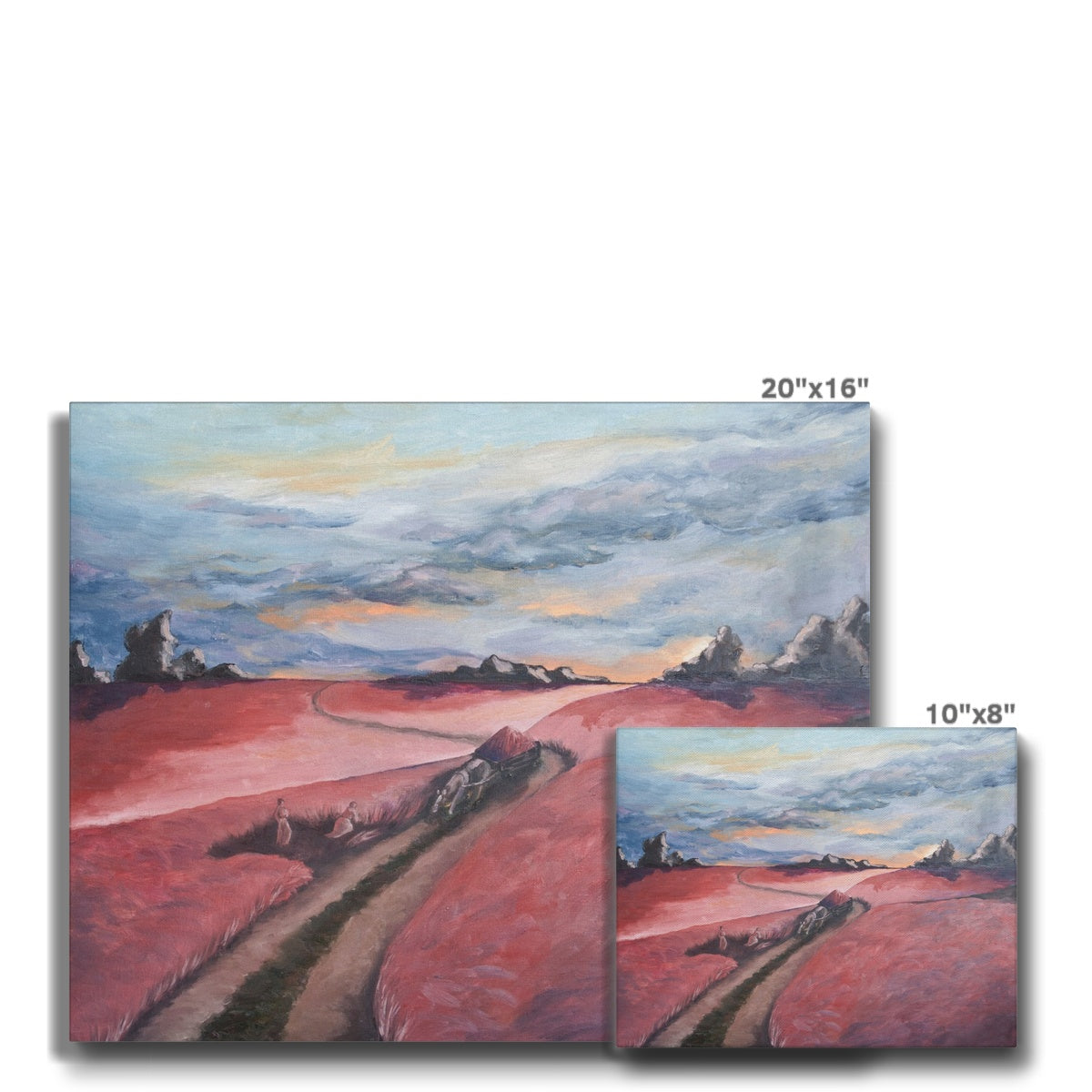 Horses & Pink Field Canvas