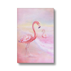 Charming Flamingos Portrait Canvas