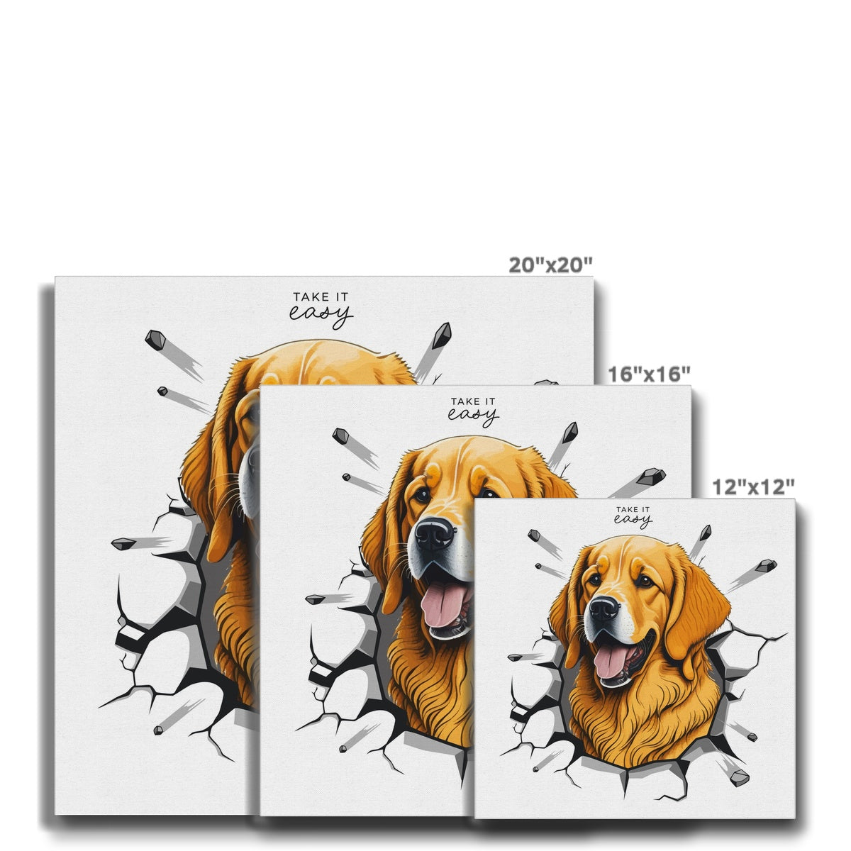 Smiling Golden Retriever Illustration Canvas