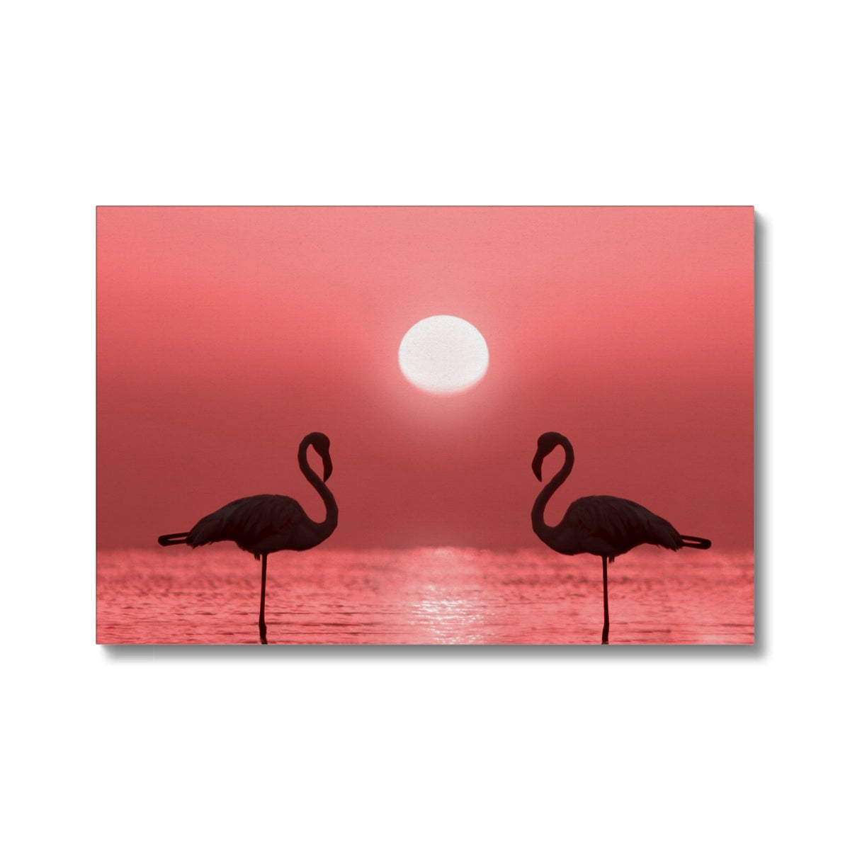 Flamingos & Pink Sky Sunset Canvas