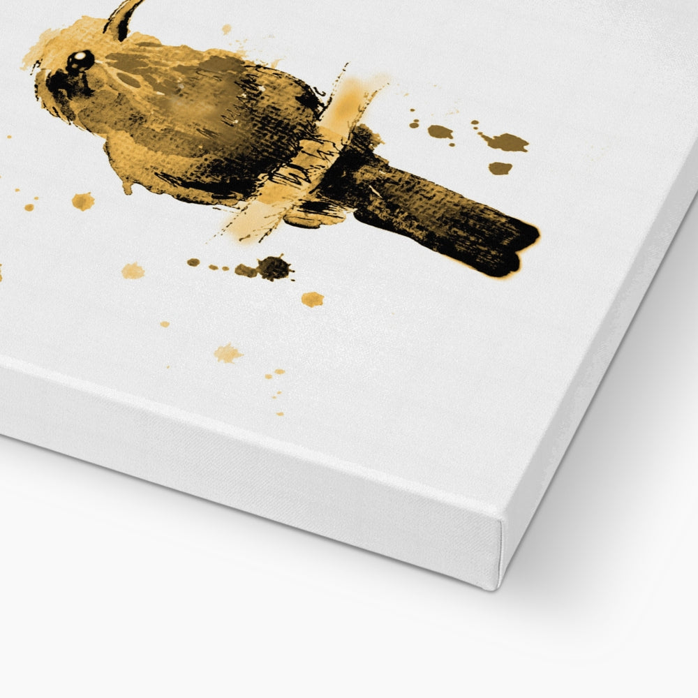 Golden Birdie Portrait Canvas